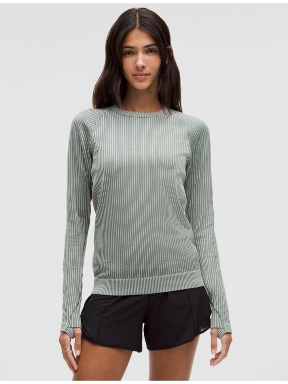 Lululemon Rest Less Pullover Long Sleeve, Rib Dark Forest / Jade Grey | 6